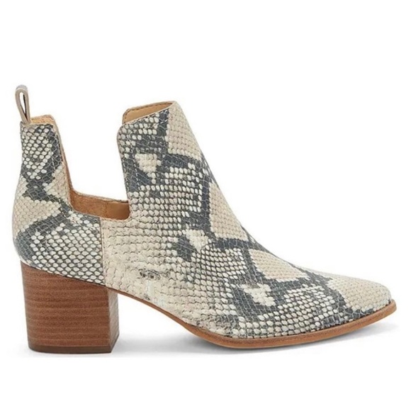 Lucky Brand Jabilo Snake Print Leather Block Heel Western Booties Size 6.5 - Picture 2 of 14
